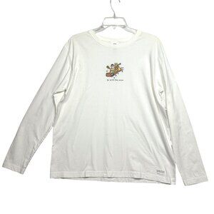 Life Is Good Women’s Long Sleeve Snow Graphic T-Shirt White Size Large
